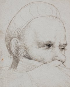 The head of a crossbowman taking aim
